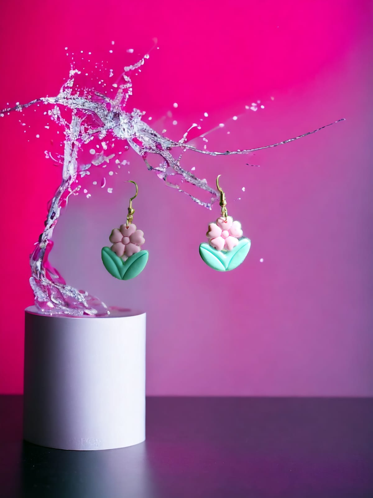 Polymer clay flower earring