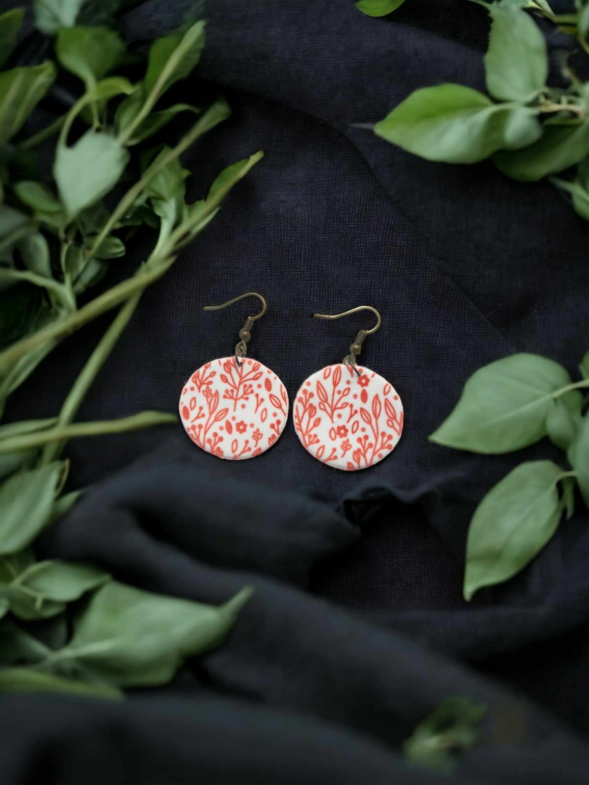 Orange Fashion polymer earring