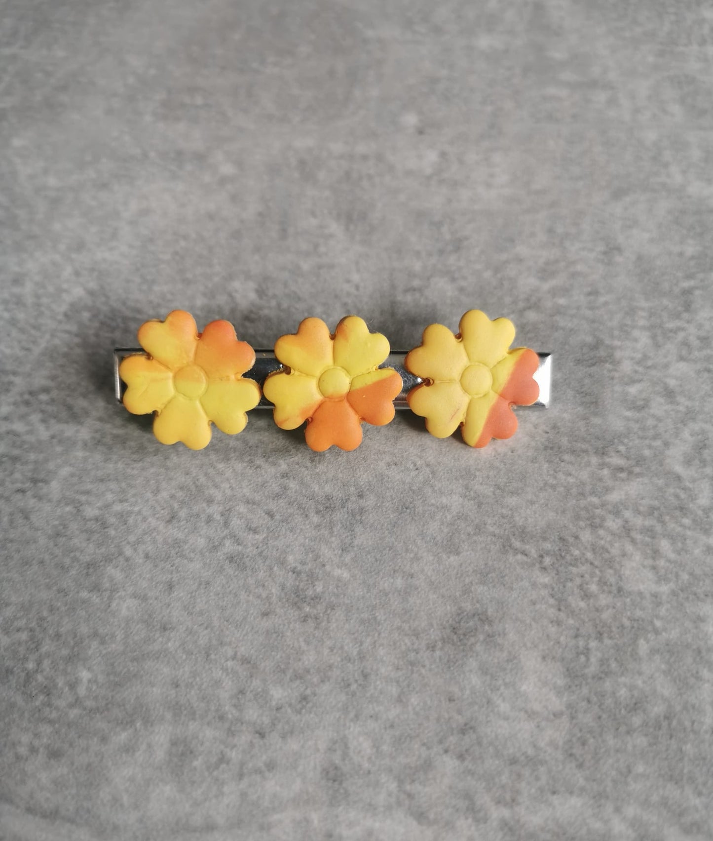 Hairclip with Three Yellow and Orange Flowers