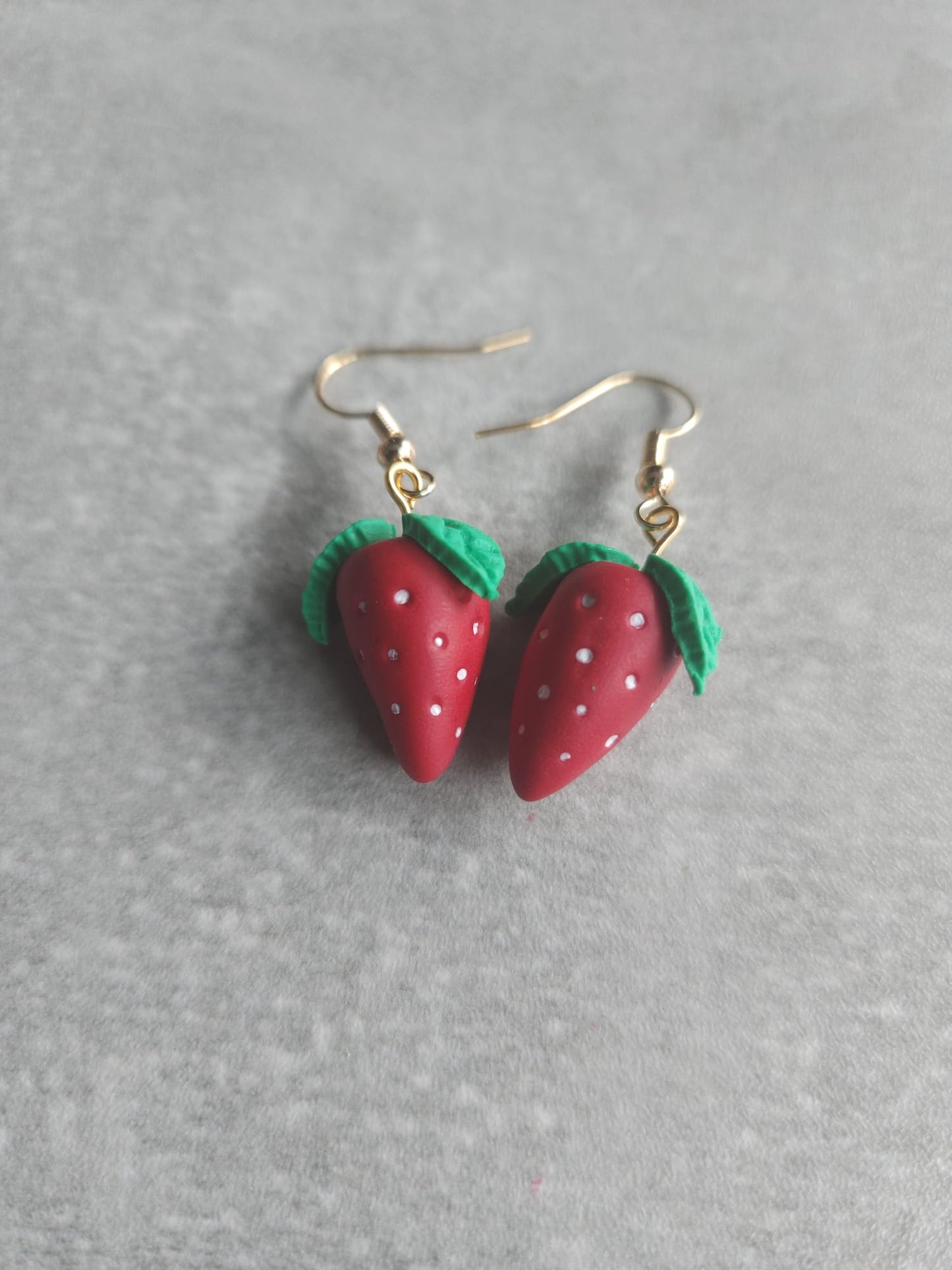 Strawberry earrings with white dots