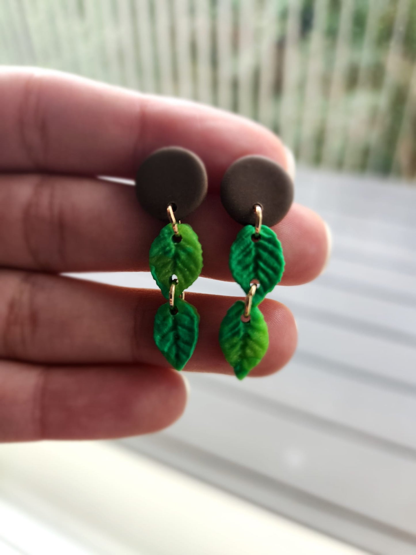 Earthy Triple Leaf Earring