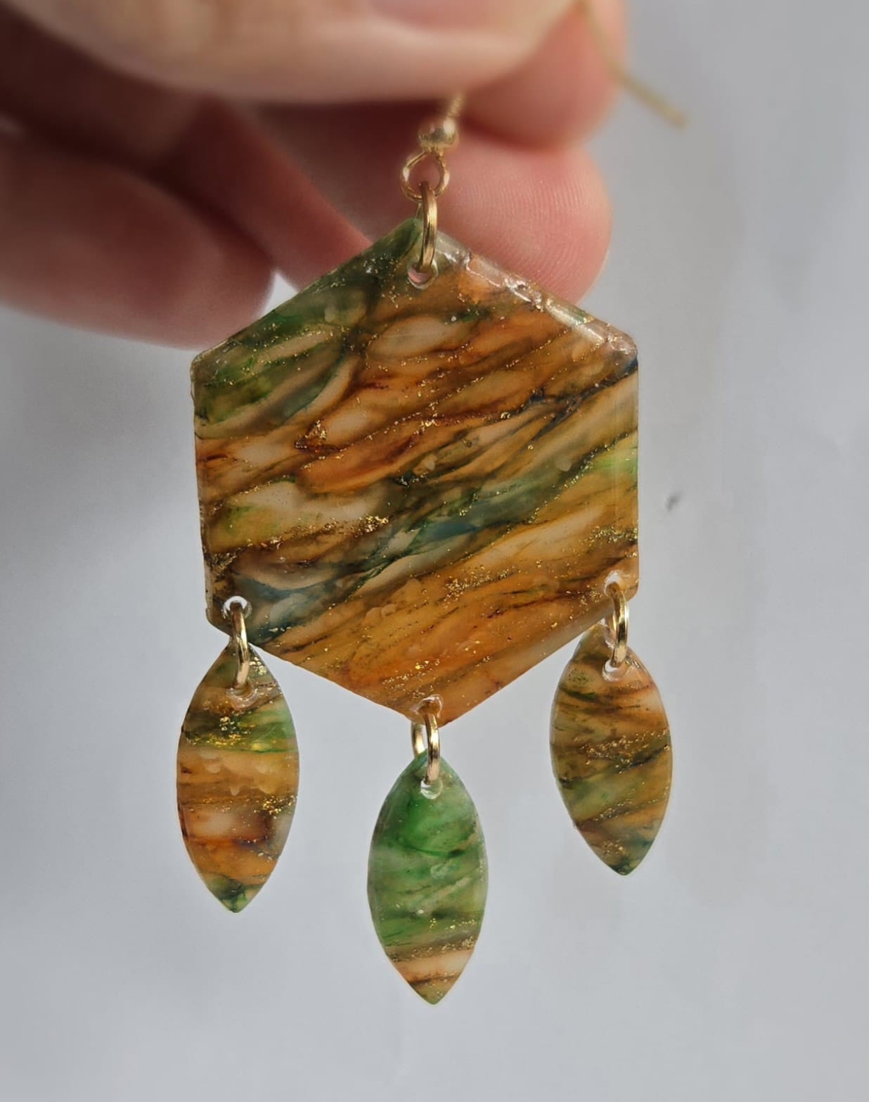 Earthy Elegance Resin-Coated Polymer Clay Earrings