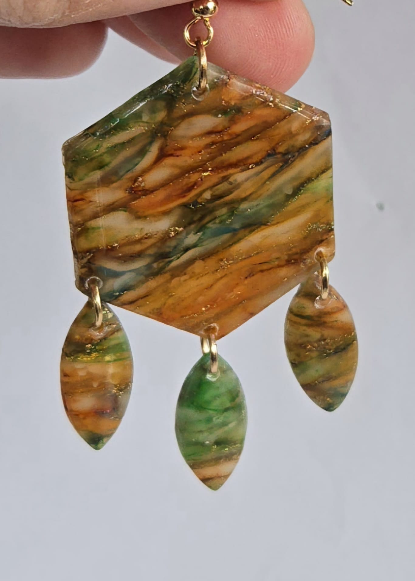 Earthy Elegance Resin-Coated Polymer Clay Earrings