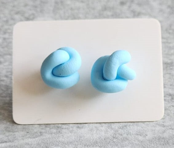 Pastel Blue Knot Stud