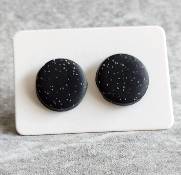 Black Glitter Circle studs