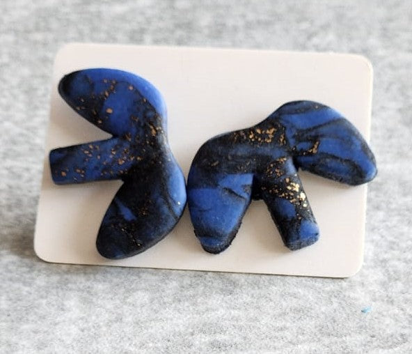 Blue and Gold Abstract studs