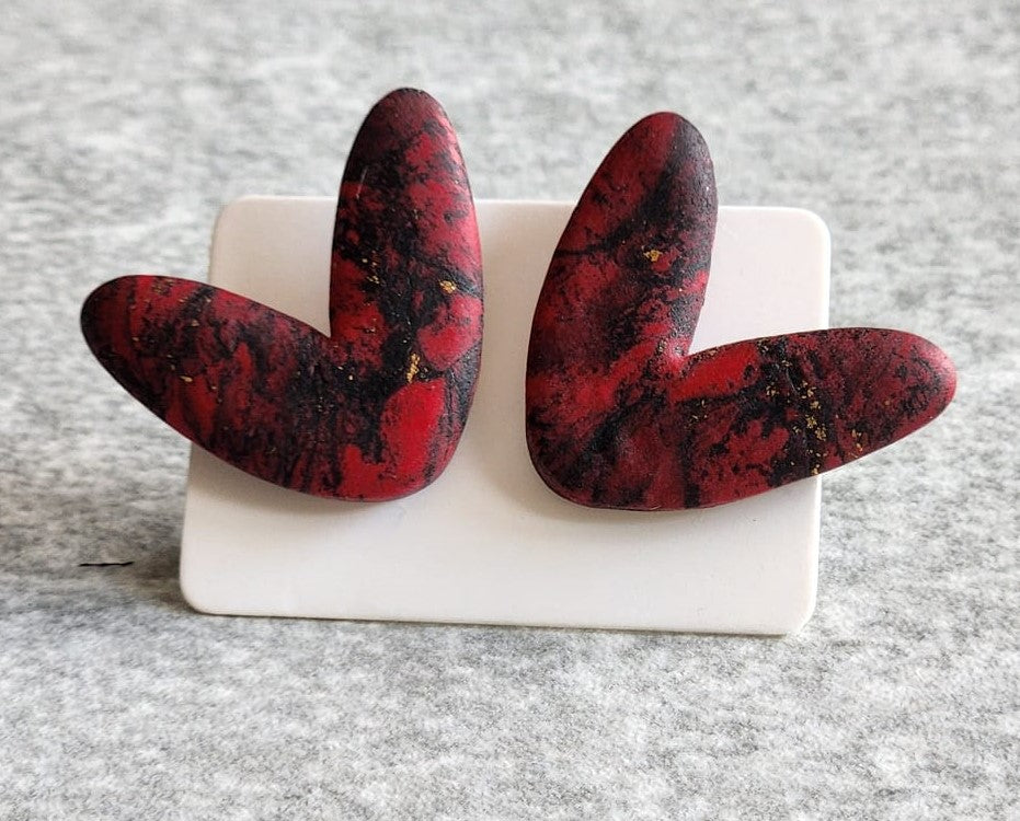 Red and black heart studs