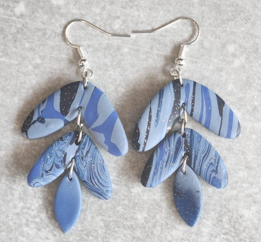 Blue and black pattern in leaf shape