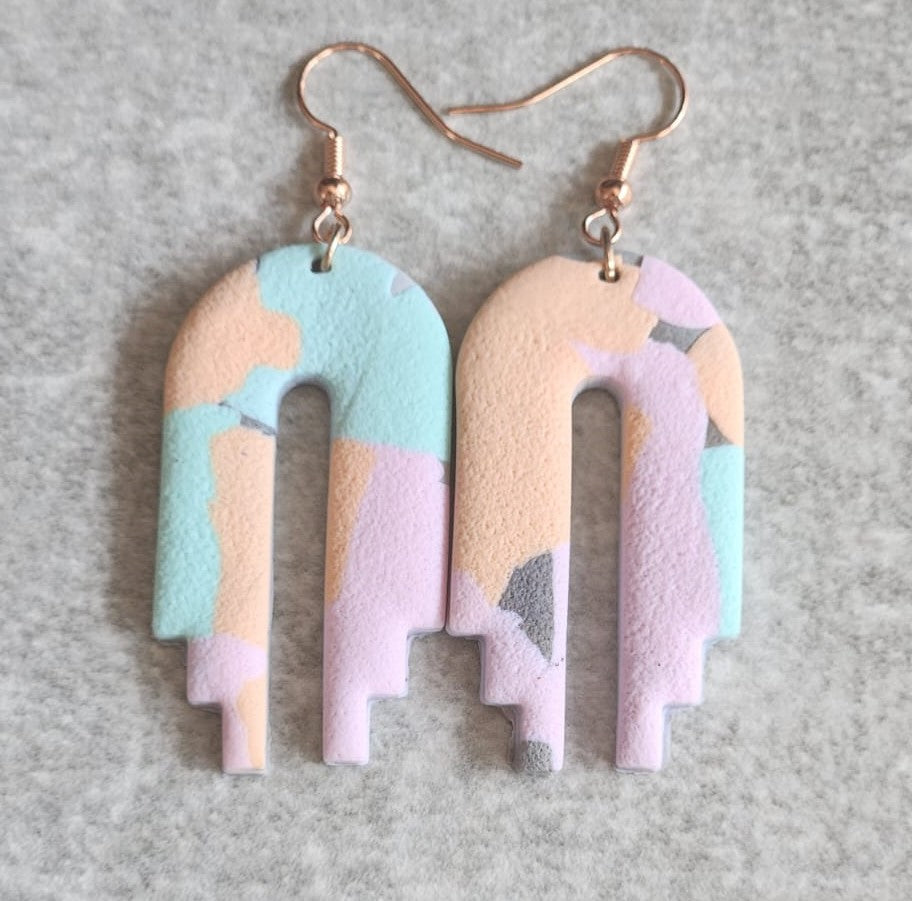 Polymer clay printed colours earring