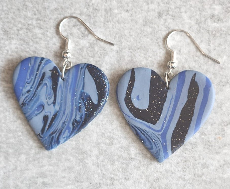 Blue heart earing