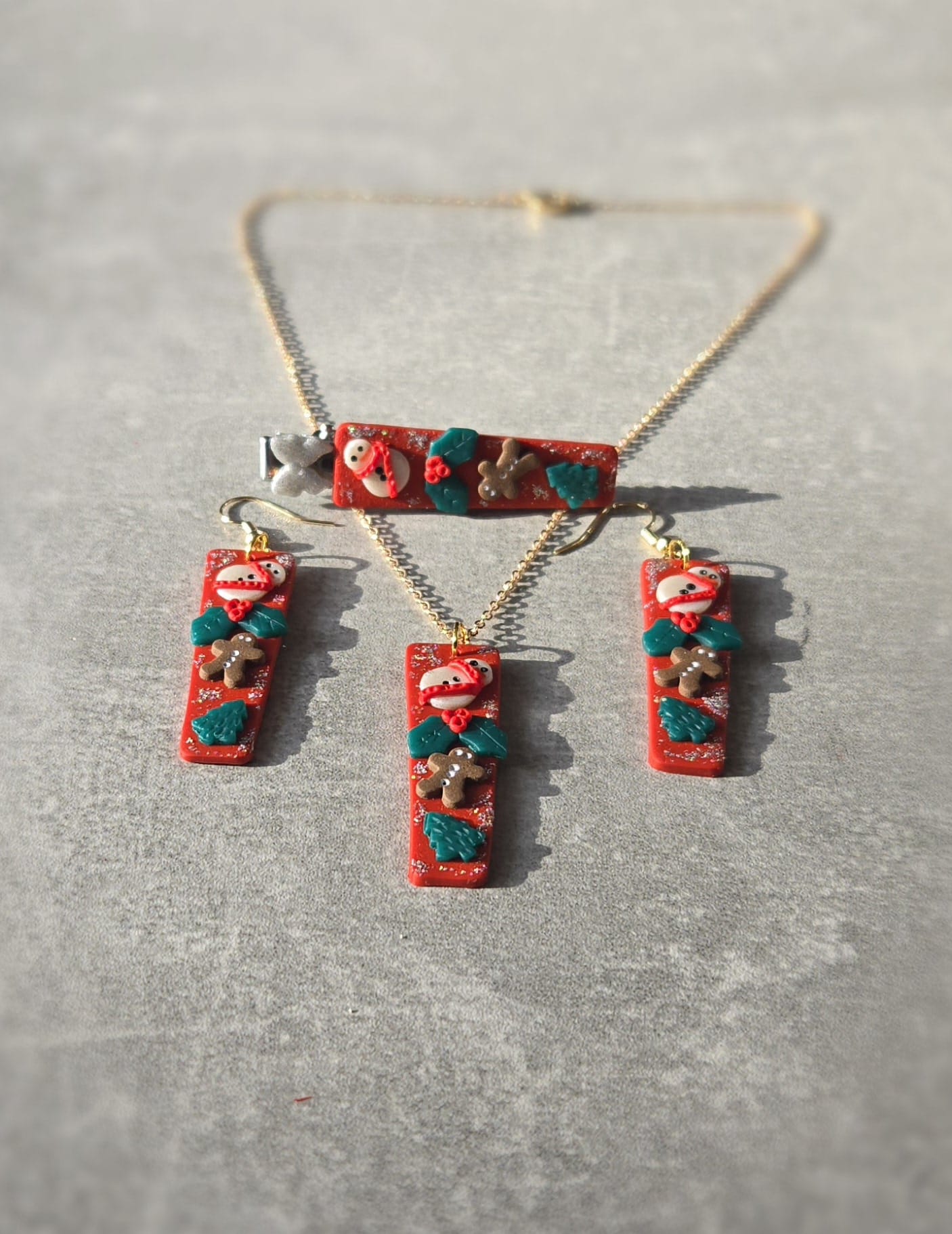 Festive Holiday Polymer Clay Jewellery Set