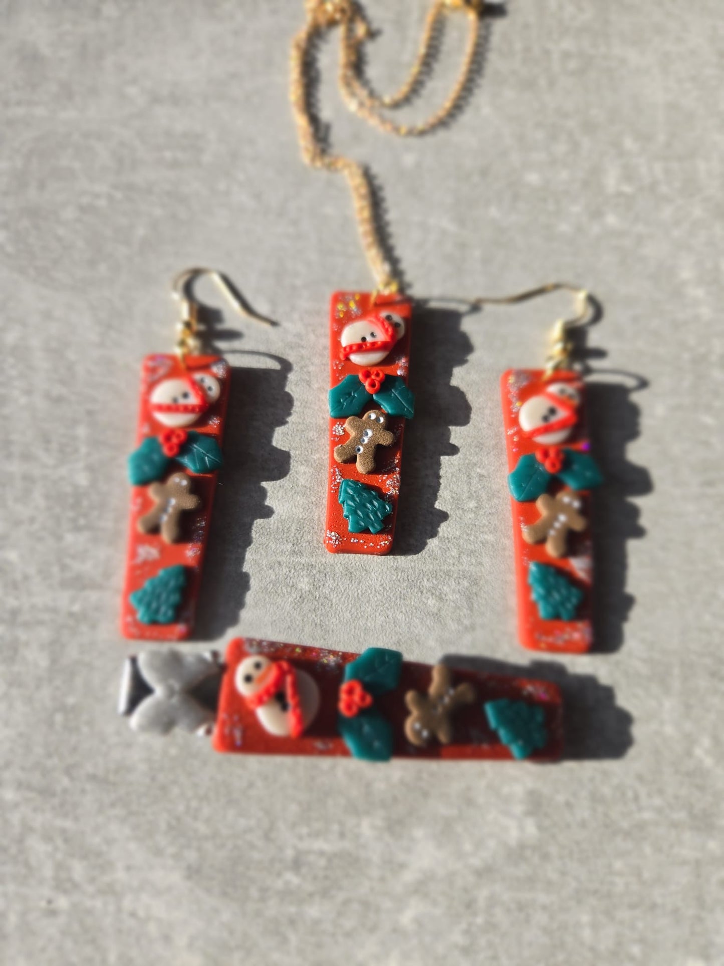 Festive Holiday Polymer Clay Jewellery Set