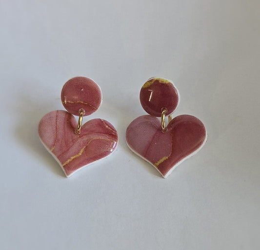 Marbled Heart Dangle Earrings